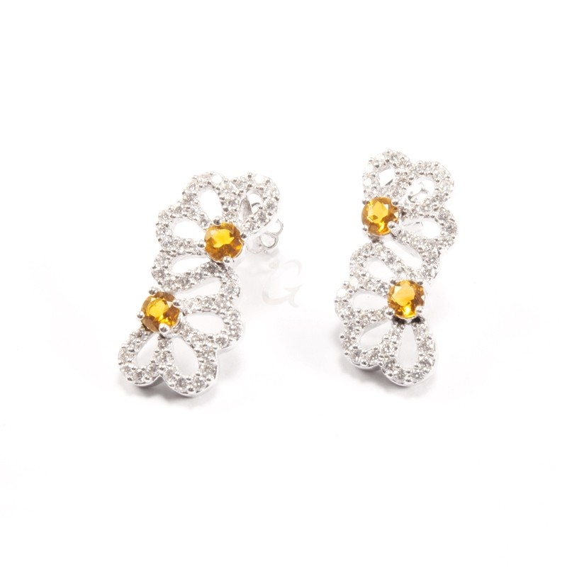 IRIS 18K White Gold Earring with Citrine and Diamond