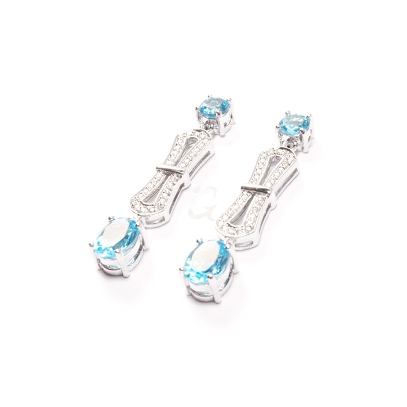 IRIS Earring with Swiss Blue Topaz and Diamond