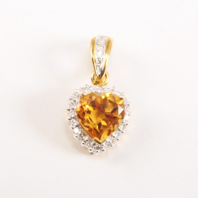 IRIS 18K Yellow Gold Pendant with Citrine and Diamond