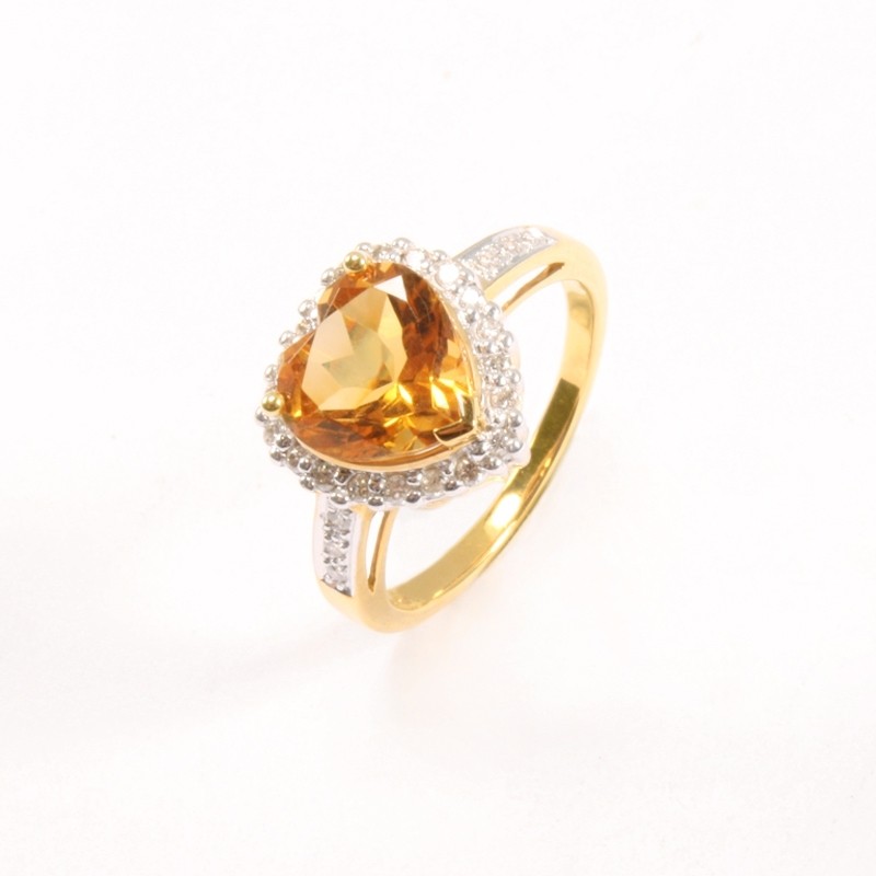IRIS 18K Yellow Gold Ring with Citrine and Diamond