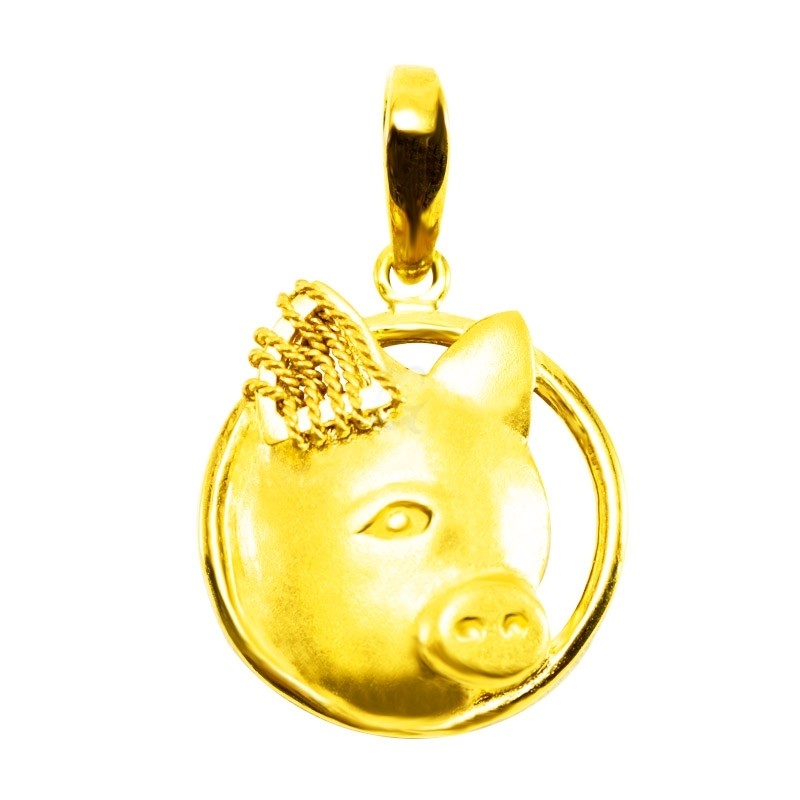 Goldlery 24K Gold "Zodiac" Pig Pendant
